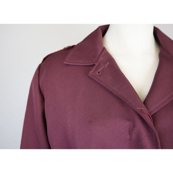 VINTAGE 70S WOMEN'S WINE PURPLE TRENCH COAT JACKET - MERVILLE - REMOVABLE LINER - Picture 7 of 16